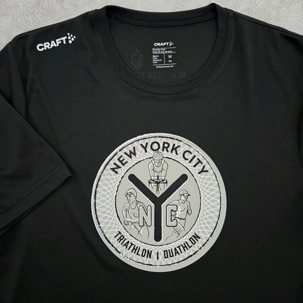 Craft New York City Triathlon Performance T Shirt Mens M Black Token 2-Side Tee